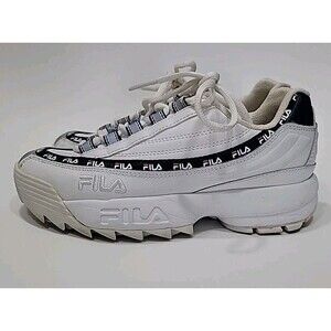 Fila Disruptor II Premium White Navy Women’s Sneakers Size 6 Chunky Platform